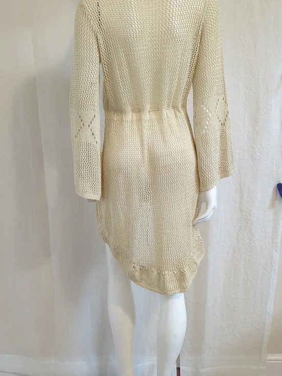 Hi-low Crochet Dress Tan  Medium - Picture 4 of 6